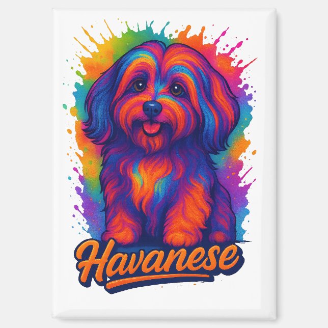 Vibrant Pop Art Havanese Dog – Colourful Street Ar Magnet (Front)