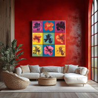 Vibrant Pop Art Hibiscus Flower Grid – Modern