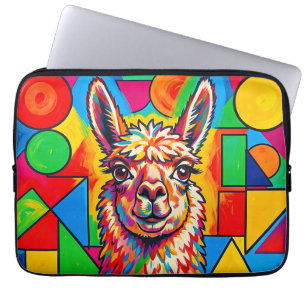 Vibrant Pop Art Llama Portrait Laptop Sleeve