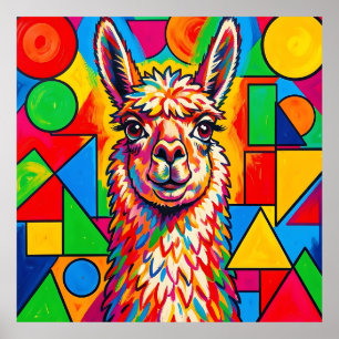 Vibrant Pop Art Llama Portrait Poster