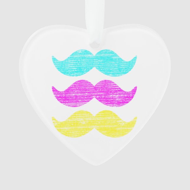 Vibrant Pop Art Moustache Pattern Ornament (Front)