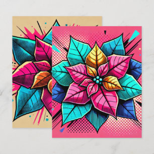 Vibrant Pop Art Poinsettia Scrapbook Paper