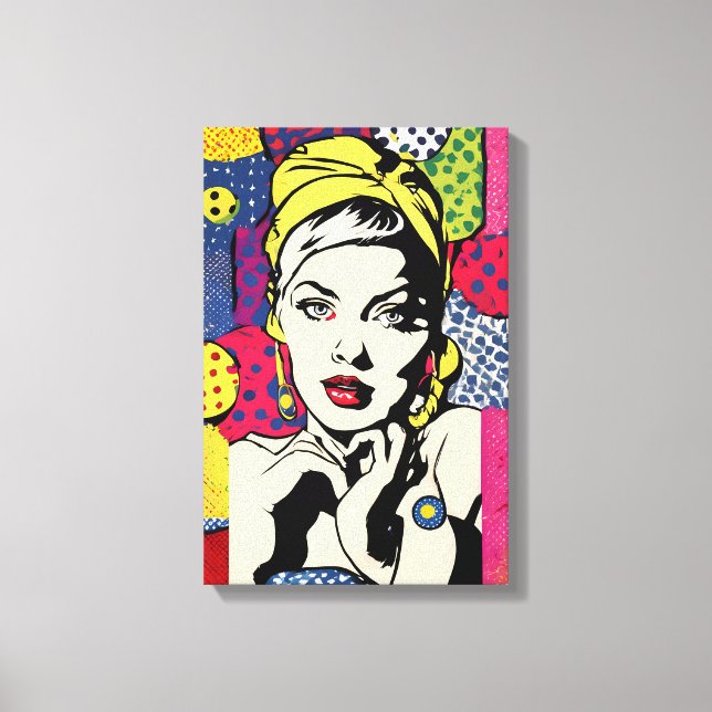 Vibrant Pop Art Portrait Retro Wall Art (Front)