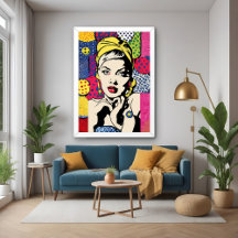 Vibrant Pop Art Portrait Retro Wall Art Poster