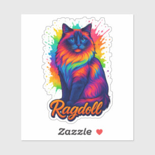 Vibrant Pop-Art Ragdoll Cat – Colourful Neon Stree