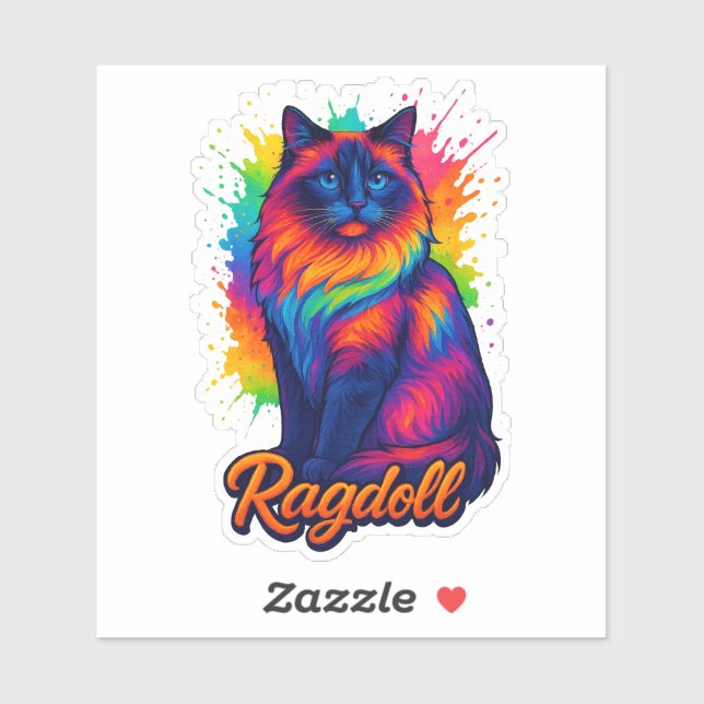 Vibrant Pop-Art Ragdoll Cat – Colourful Neon Stree (Sheet)