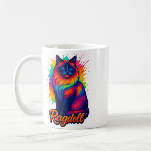 Vibrant Pop-Art Ragdoll Cat – Colourful Neon Stree Coffee Mug