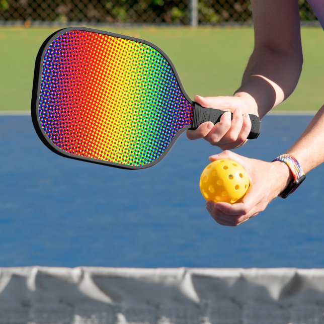 Vibrant Pop Art Rainbow Bright and Colourful Uniqu Pickleball Paddle (Insitu)