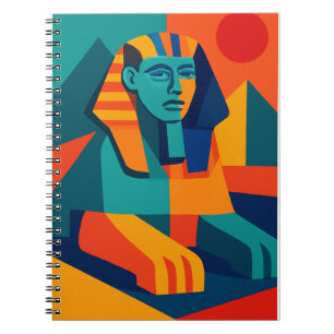 Vibrant Pop Art Sphinx Geometric Pattern Notebook