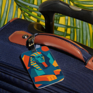 Vibrant Pop Art Sphinx Geometric Travel Luggage Tag