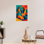 Vibrant Pop Art Sphinx Geometric Wall Art<br><div class="desc">Add a bold statement to your walls with this vibrant pop art Sphinx geometric wall art. Inspired by Ancient Egyptian mythology and modern pop art, the colourful Sphinx and geometric shapes create a striking focal point for your living room, office, or creative studio. Printed on high-quality paper, this design brightens...</div>