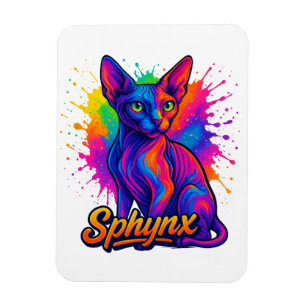 Vibrant Pop Art Sphynx Cat – Colourful Modern Magnet