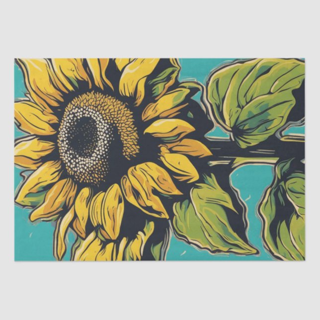 Vibrant Pop Art Sunflower Decoupage Paper (Front)