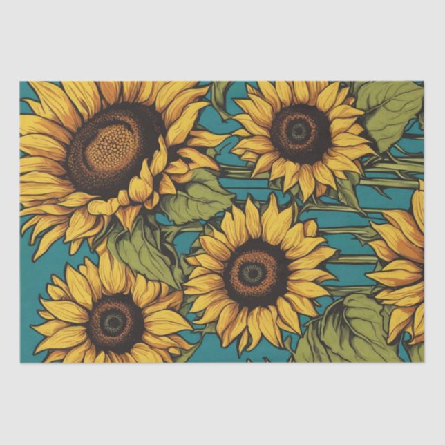 Vibrant Pop Art Sunflower Decoupage Paper (Front)