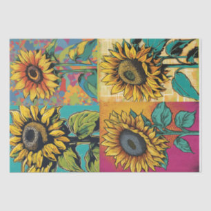 Vibrant Pop Art Sunflower Decoupage Paper