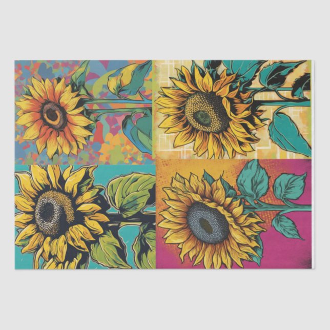 Vibrant Pop Art Sunflower Decoupage Paper (Front)