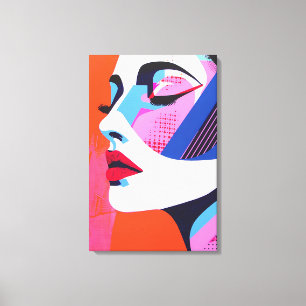 Vibrant Pop Art Woman Portrait Digital Art Canvas Print