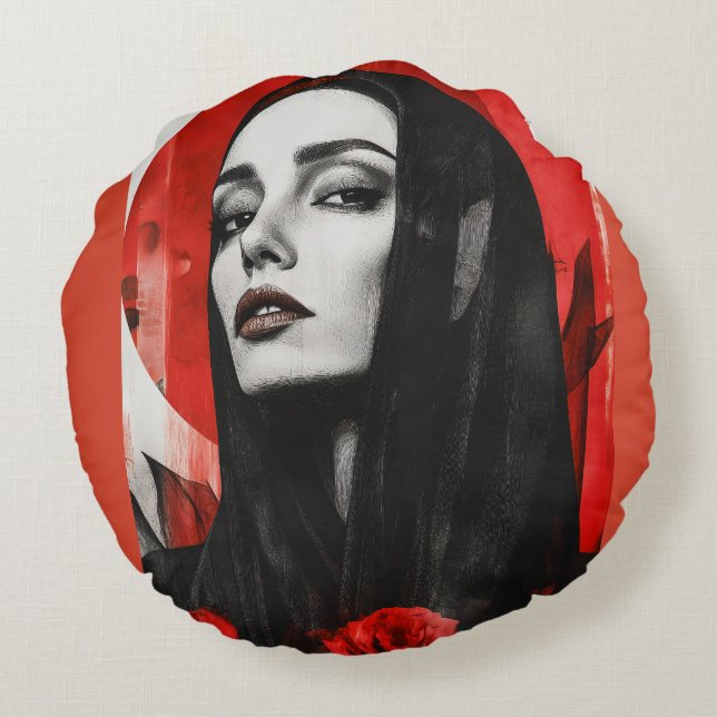 Vibrant Pop Art Woman Retro Chic Throw Pillow (Back)