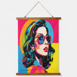 Vibrant Pop Art Woman Retro Chic Wall Decor Hanging Tapestry