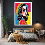 Vibrant Pop Art Woman Retro Chic Wall Decor Poster<br><div class="desc">Brighten your space with this bold and colourful AI-generated pop art glossy poster, featuring a stylish woman in vibrant hues reminiscent of the iconic 1960s pop art movement. The artwork radiates with electric colours—pinks, yellows, blues, and greens—capturing the essence of retro chic with a modern twist. Her oversized sunglasses and...</div>