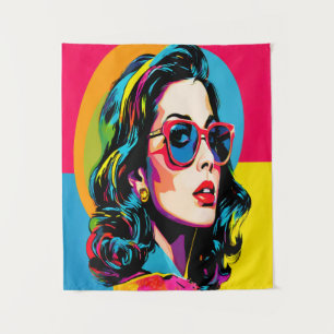 Vibrant Pop Art Woman Retro Chic Wall Decor Tapestry