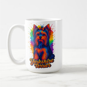 Vibrant Pop Art Yorkshire Terrier – Colourful Neon Coffee Mug