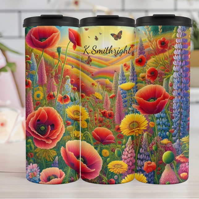 Vibrant Poppy Lupine Rainbow Field Thermal Tumbler (Creator Uploaded)