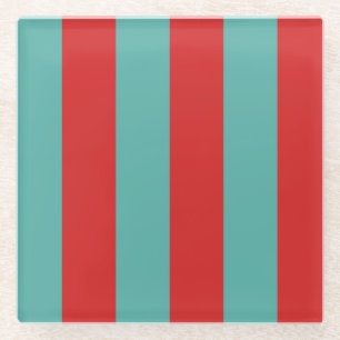 Vibrant Postbox Mermaid Stripes Glass Coaster