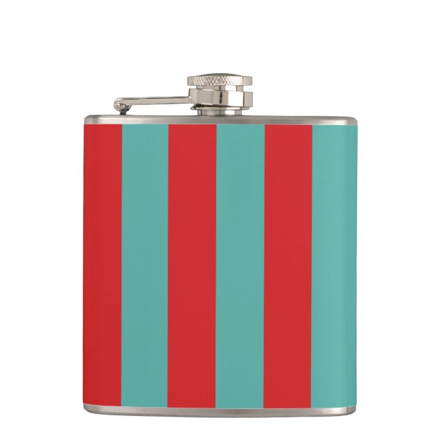 Vibrant Postbox Mermaid Stripes Hip Flask (Front)