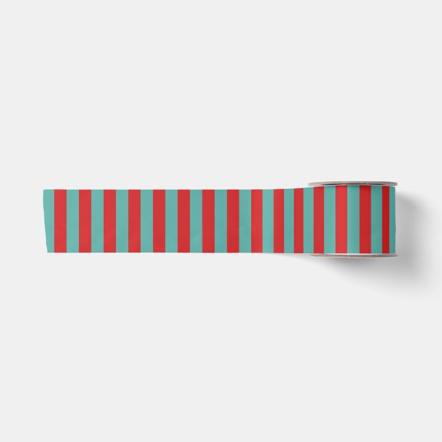Vibrant Postbox Mermaid Stripes Satin Ribbon (Front)