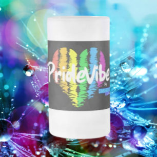Vibrant PrideVibe: Cheers with Rainbow Heart Frosted Glass Beer Mug