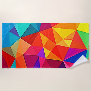 Vibrant Prismatic Chaos Energy Art Beach Towel