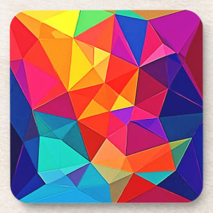 Vibrant Prismatic Chaos Energy Art Coaster