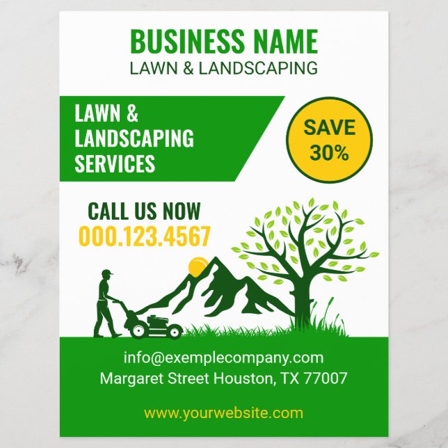 Vibrant & Professional Lawn & Landscaping Leaflet Flyer (Front)