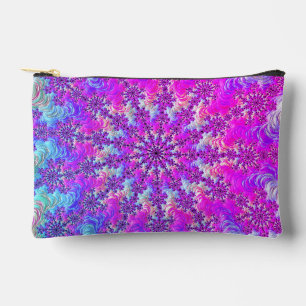 Vibrant Psychedelic Colourful Groovy Fractal Burst Accessory Pouch