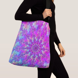 Vibrant Psychedelic Colourful Groovy Fractal Burst Crossbody Bag
