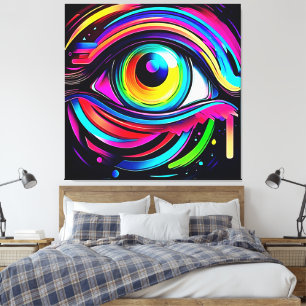 Vibrant Psychedelic Eye Art Canvas Print