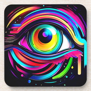 Vibrant Psychedelic Eye Art Coaster