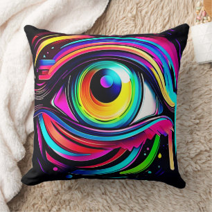Vibrant Psychedelic Eye Art Cushion