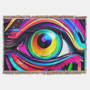 Vibrant Psychedelic Eye Art Throw Blanket