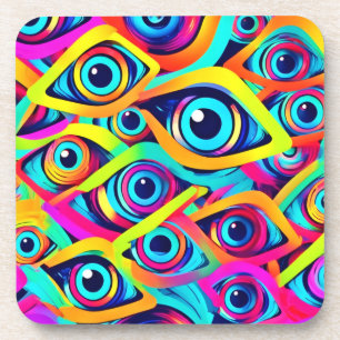 Vibrant Psychedelic Eye Pattern Coaster