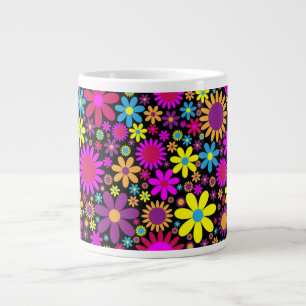 Vibrant Psychedelic Flowers in Bloom-67566 Large Coffee Mug