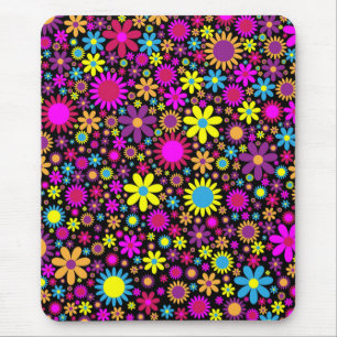 Vibrant Psychedelic Flowers in Bloom-67566 Mouse Mat