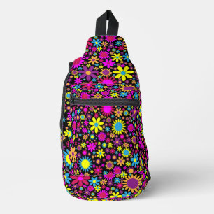 Vibrant Psychedelic Flowers in Bloom-67566 Sling Bag