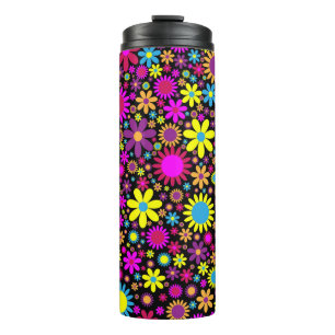 Vibrant Psychedelic Flowers in Bloom-67566 Thermal Tumbler