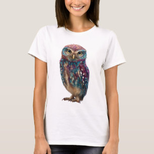 Vibrant Psychedelic Galactic Owl Women T-Shirt
