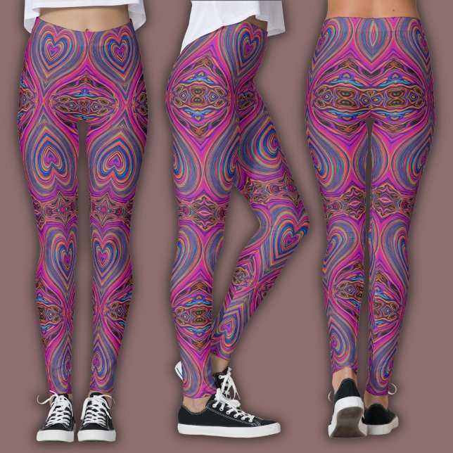Vibrant Psychedelic Pattern | Trippy Magent/Blue Leggings (Creator Uploaded)