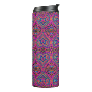 Vibrant Psychedelic Pattern   Trippy Pink & Blue Thermal Tumbler