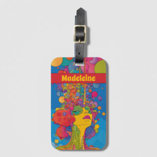 Vibrant Psychedelic Pop Art Groovy Retro Design Luggage Tag