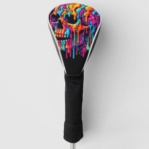 Vibrant Psychedelic Skull Golf Head Cover